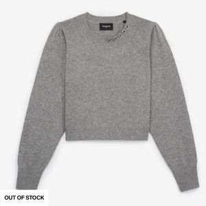 KOOPLES Cashmere & Wool Sweater w/ Piercings — Size 1, Gray